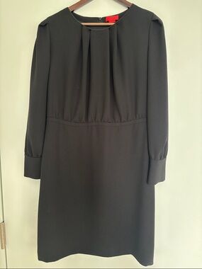 HUGO BOSS Black Long Sleeve Pleated-Yoke Dress